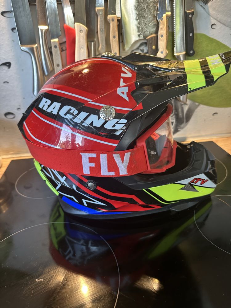 Kask cross z goglami fly w gratisie rozmiar xl