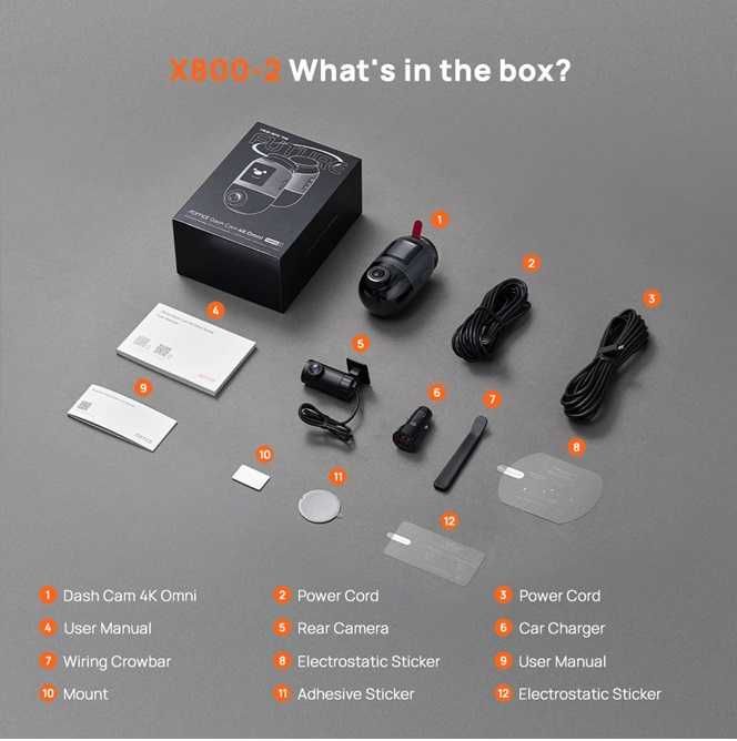 Видеорегистратор 70mai Dash Cam Omni X800-2 задняя камера RC14 +128 GB