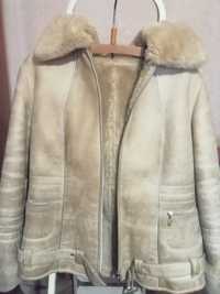 Женская дублёнка курточка с поясом и капюшоном