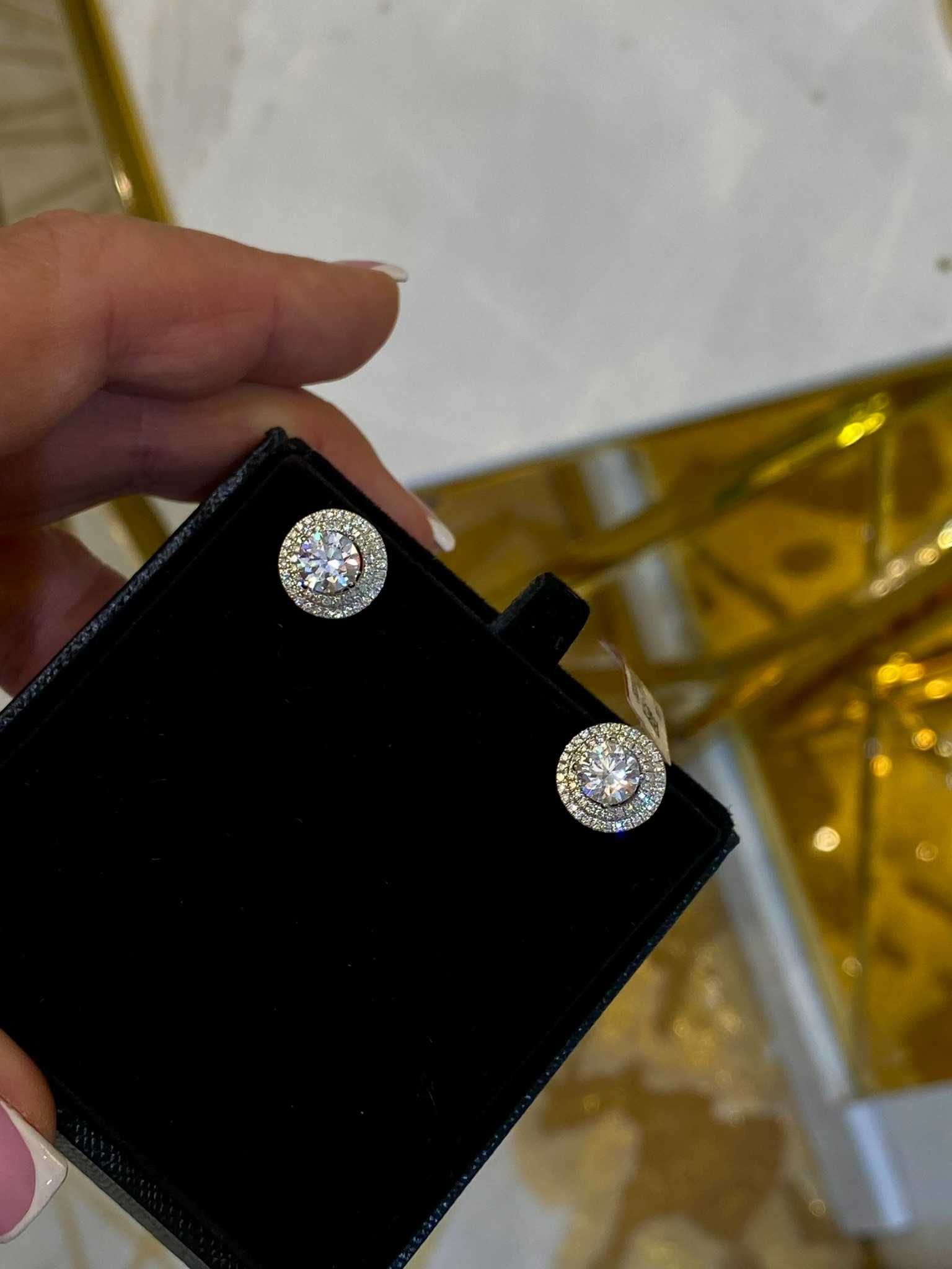 Kolczyki HALO z diamentami 2.53 CT SI2 G-H Certyfikat IGI