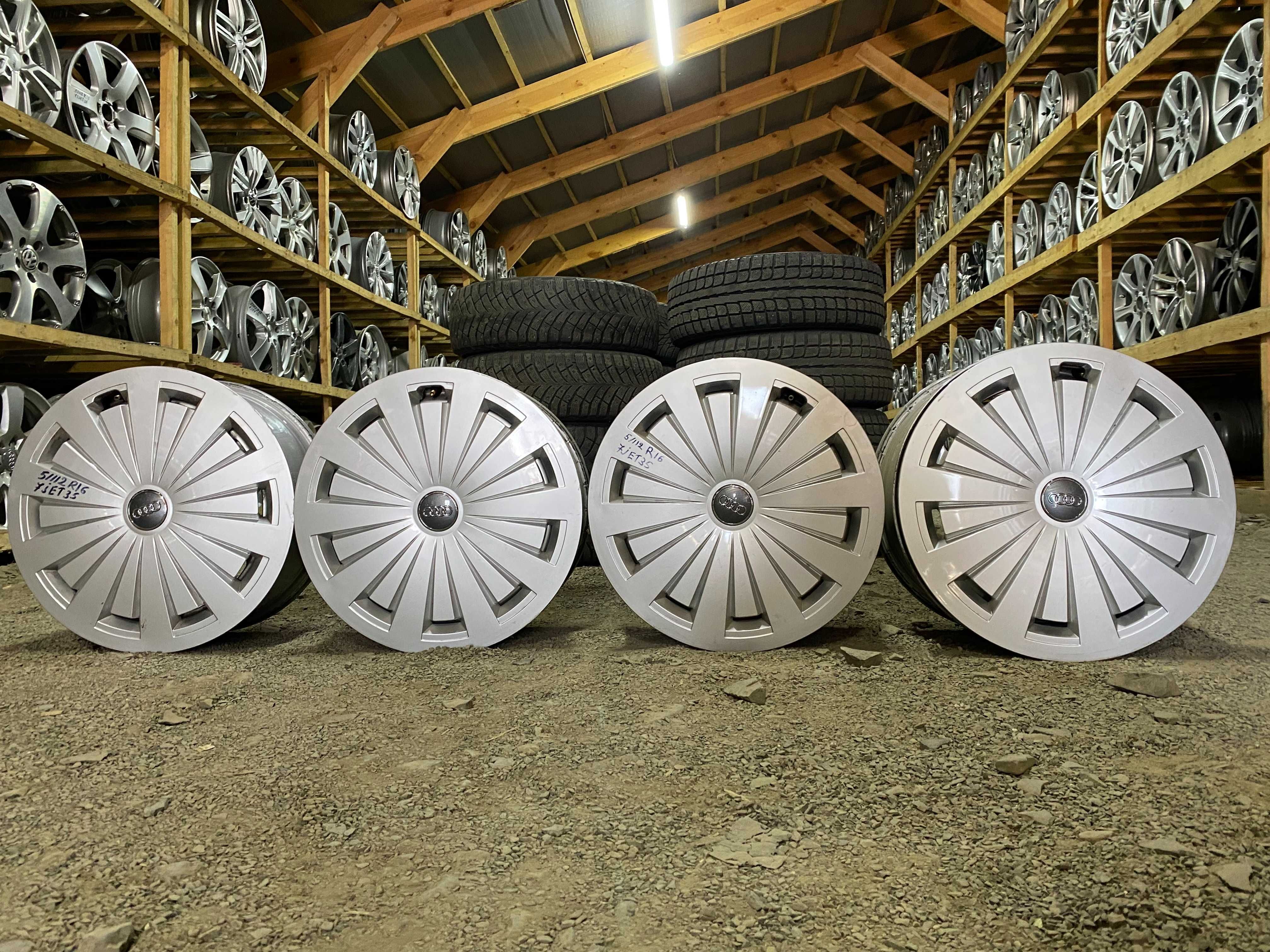 Титани 5/112R16 7J ET35 Audi 4шт + Ковпаки