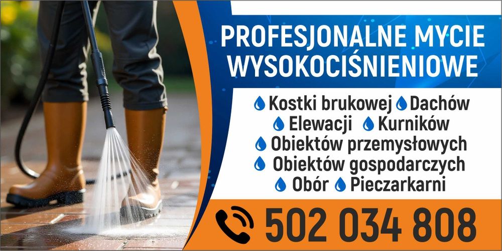 Mycie kurników, obór, koski brukowej, elewacji, Dachów