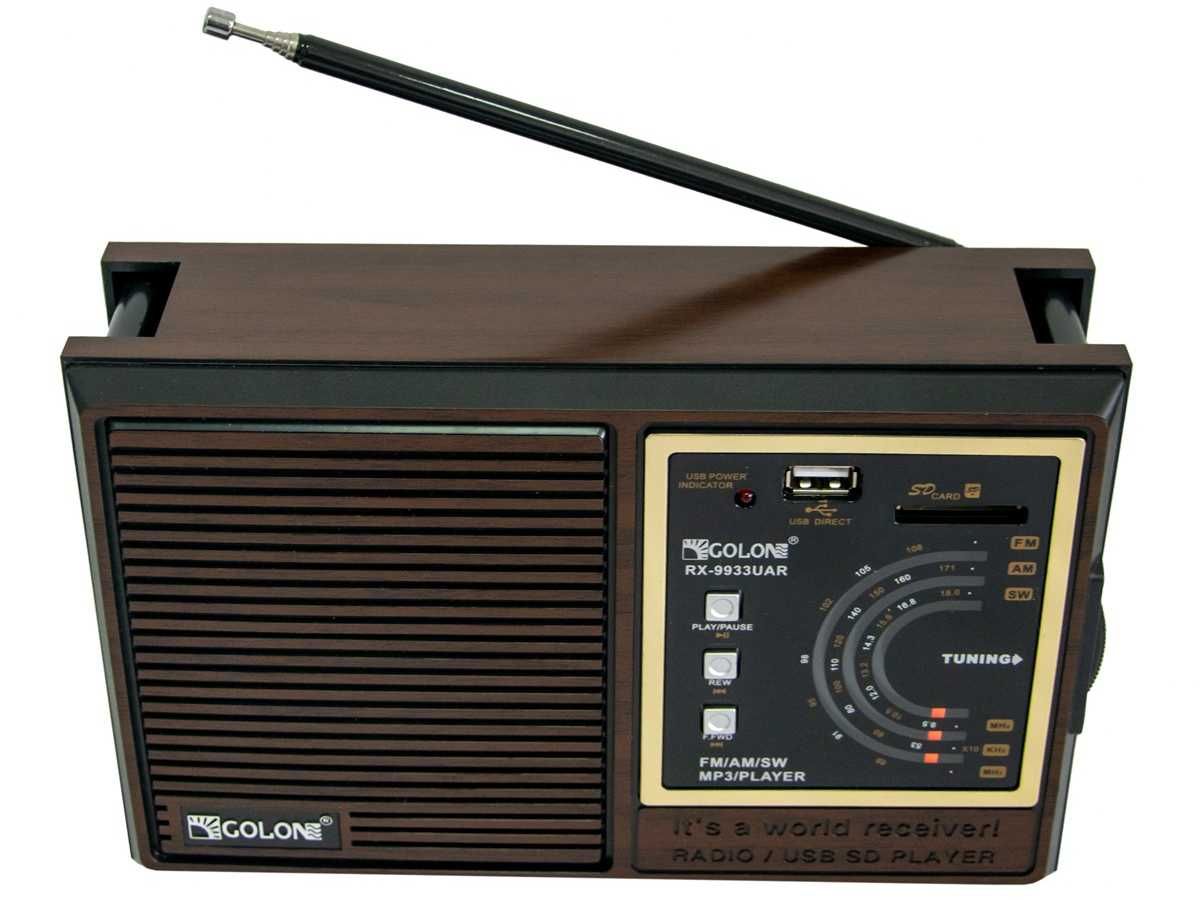 Радіоприймач Golon RX-9933 UAR 220В Bluetooth Акумулятор usb Наушники