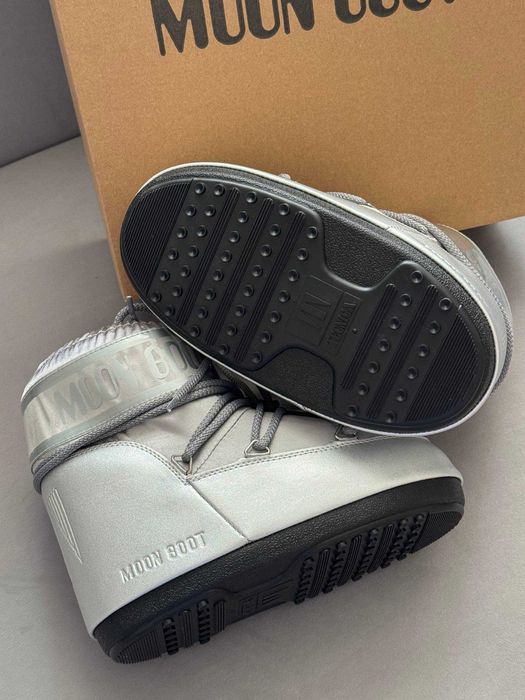Мунбути Moon Boot Silver / чоботи Мун Бут сірого кольору / Мунбуты