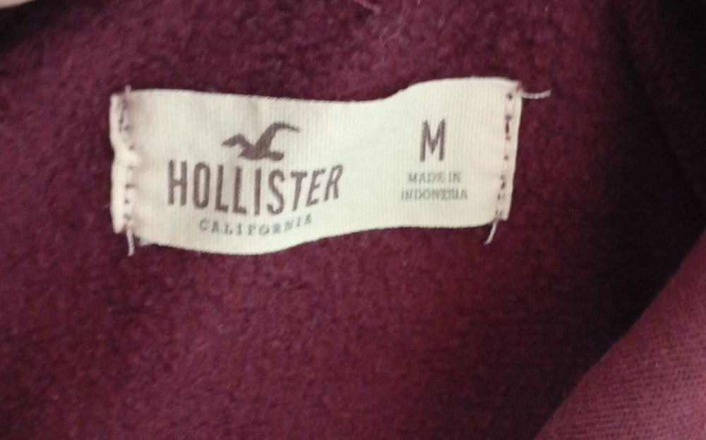 Fioletowa bawełniana bluza z kapturem, Hollister, rozmiar M
