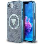 Etui GUESS IML Metal Glitter 4G Circle MagSafe do Iphone 16e niebieski