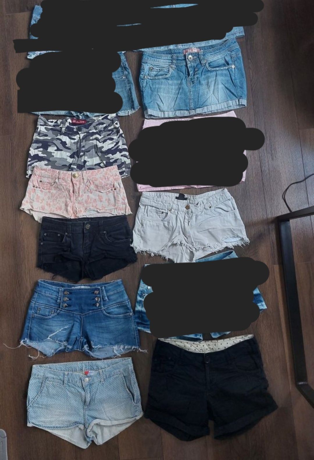 Paka ubrań szorty mini spódniczka spodenki krótkie s set