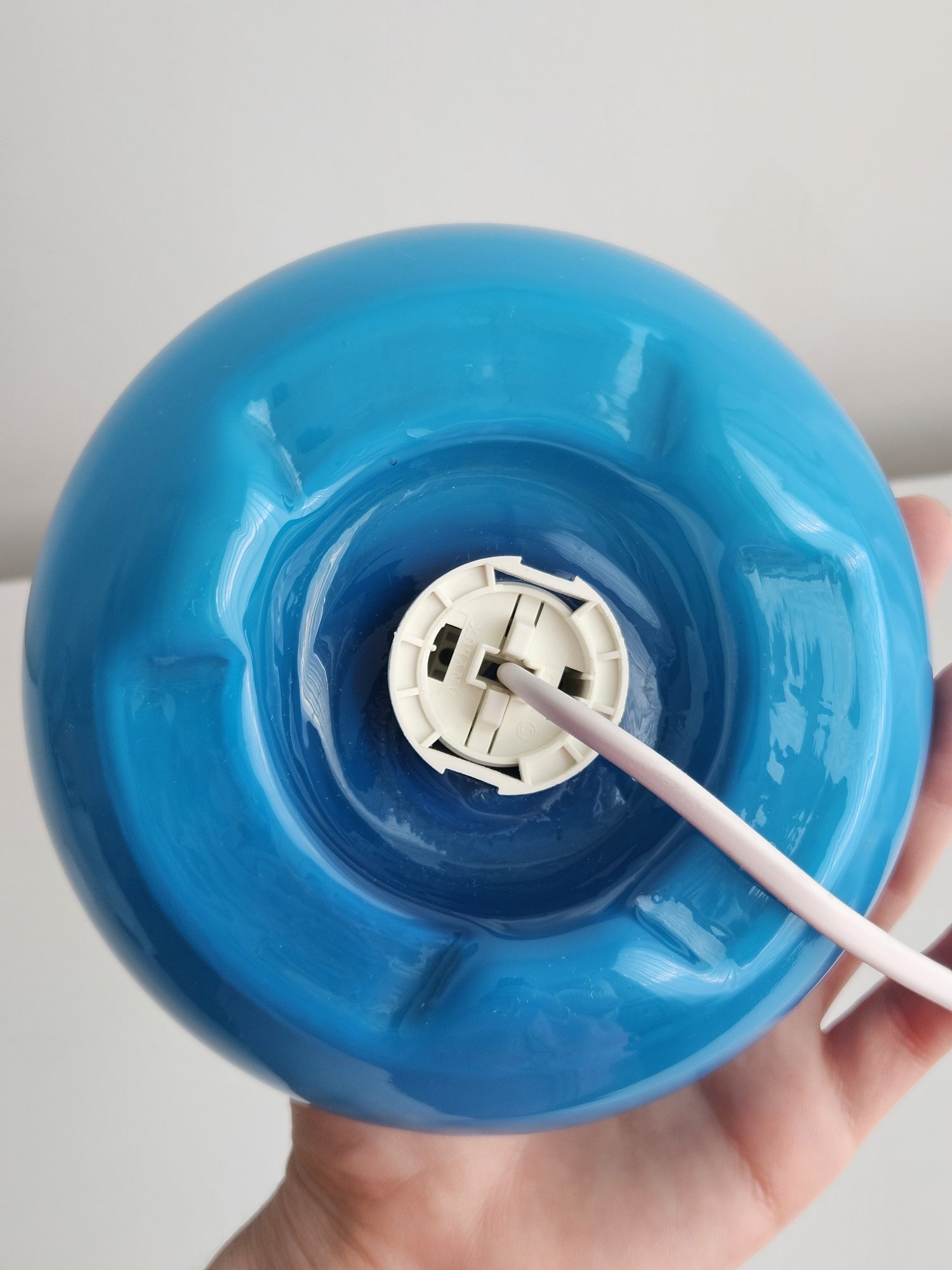 Vintage Ikea Lykta niebieska szklana lampka nocna / stołowa