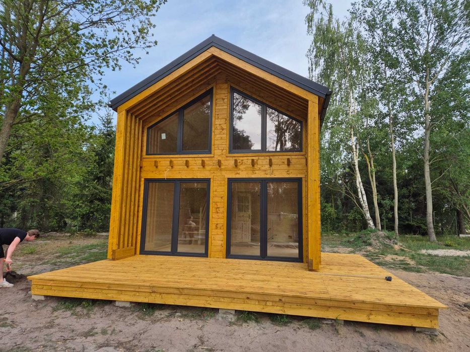 Drewniany domek letniskowy Horyzont 65 + 21 m2 - ROD