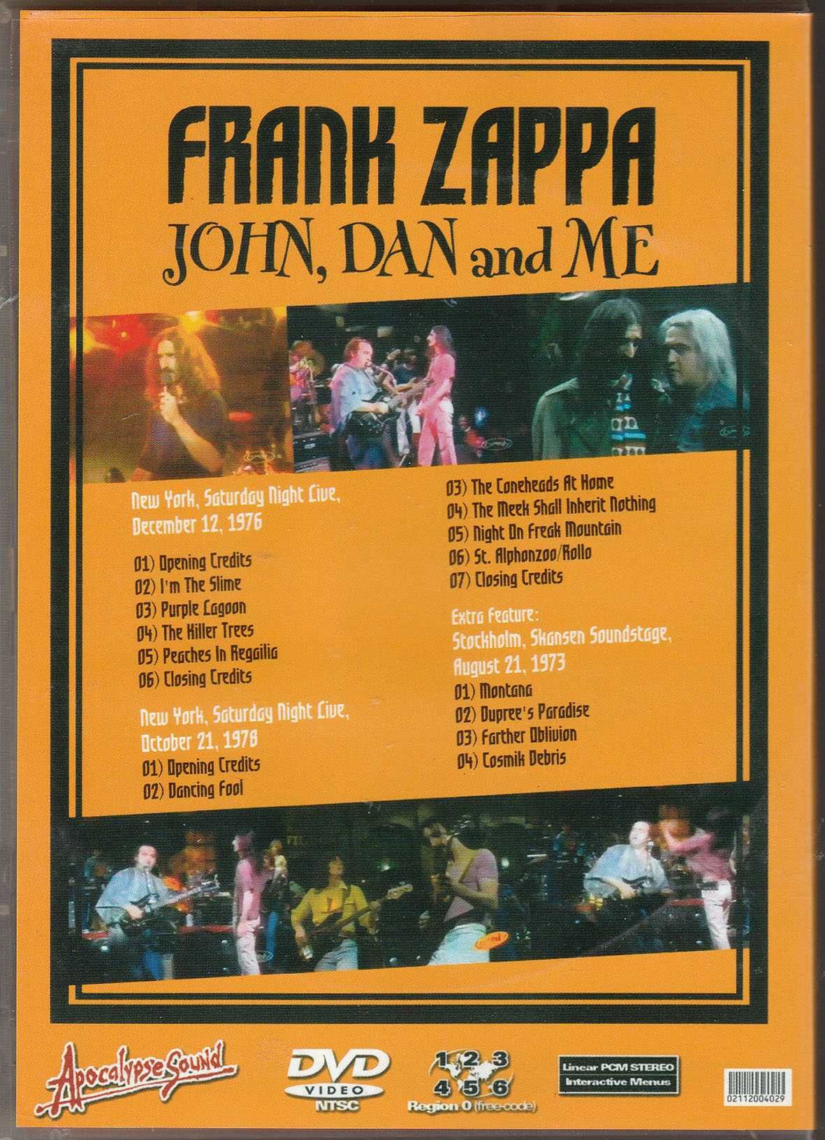 DVD Frank Zappa - John, Dan And Me