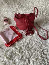 Шкіряга сумка червона жіноча