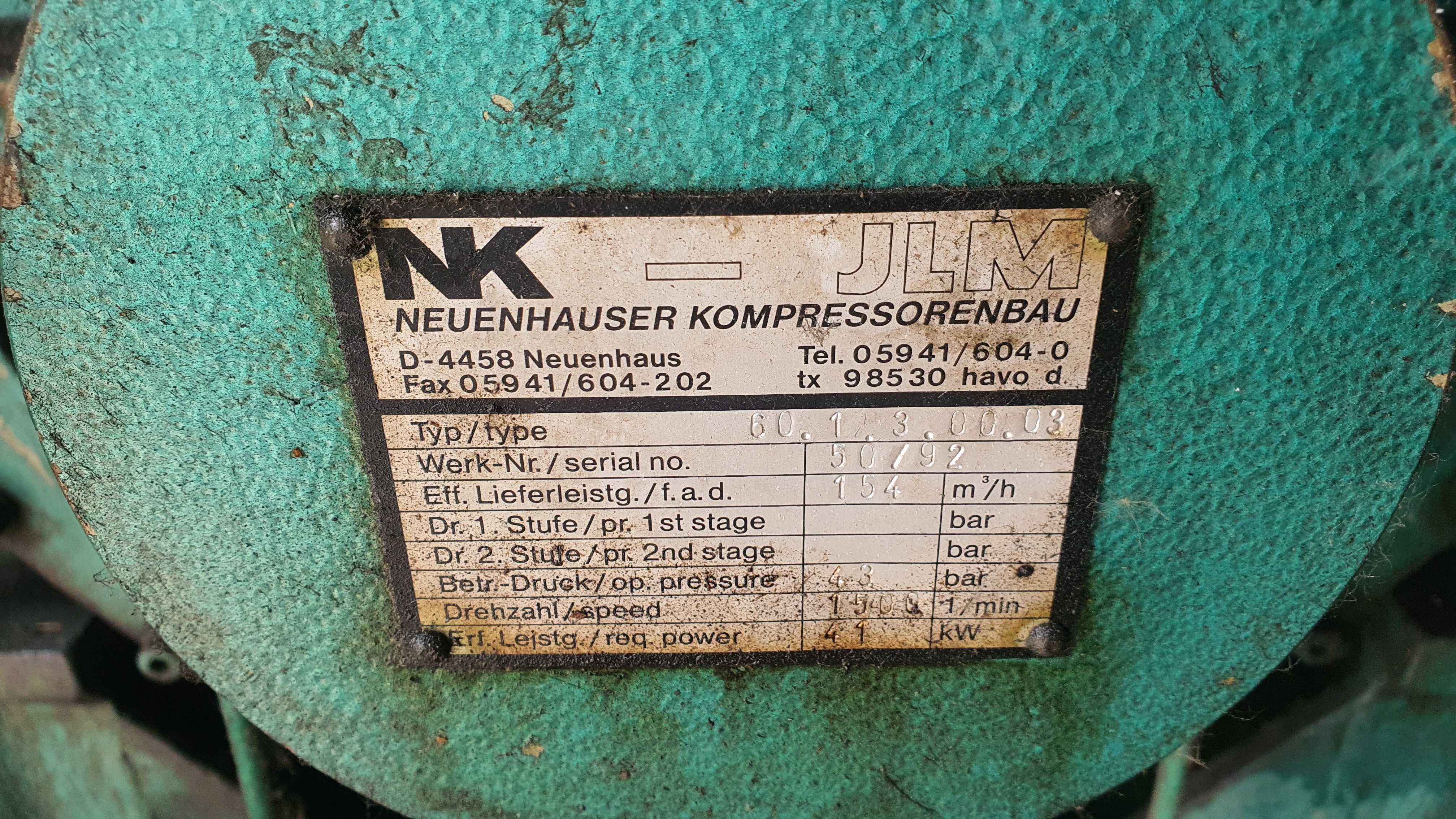 NK-JLM Neuenhauser kompresor sprężarka 43 bar  154m3/h 41kW