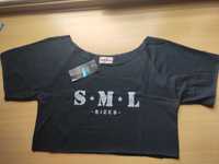 T-shirt, koszulka sportowa z nadrukiem SML crop fitness