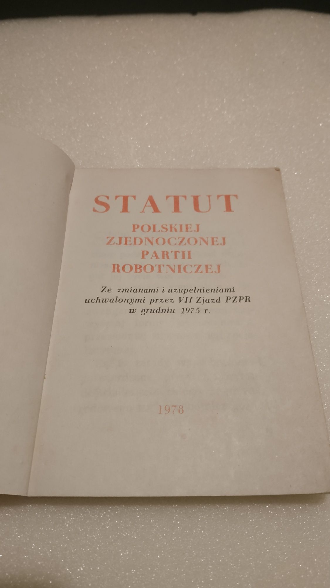 Statut PZPR Polskiej Zjednoczonej Partii Robotniczej 1978