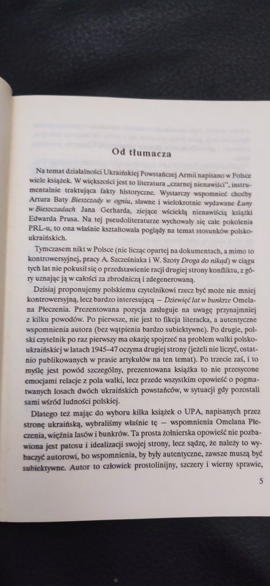 "9 lat w bunkrze" Omelan Płeczeń; wspomnienia żolnierza UPA