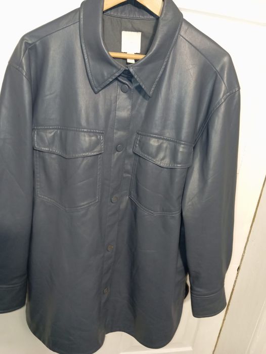 Koszula skórzana, grafitowo-niebieska H&M r. L
