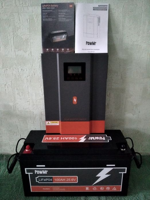 Комплект Гібридний інвертор PowMr 3.2kw 24v + LiFePo4 АКБ 25.6V 100Ah