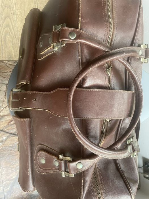 Duża skorzana torba, lekarska, vintage