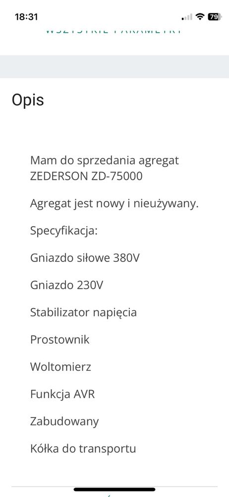 Agregat prądotwórczyZederson ZD 75000 -6,7kW
