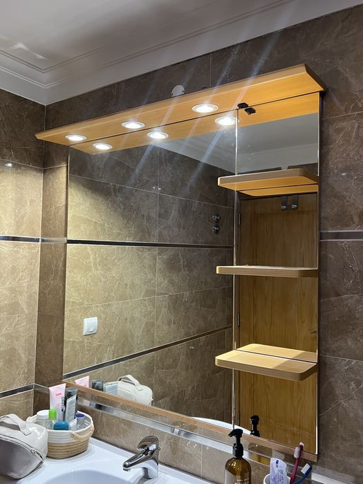 Espelho casa de banho com 3 focos de luz