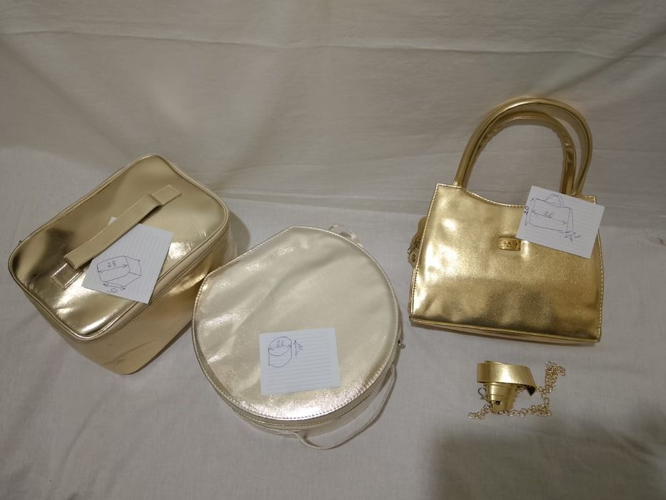 Сумка золотая с длинной ручкойй