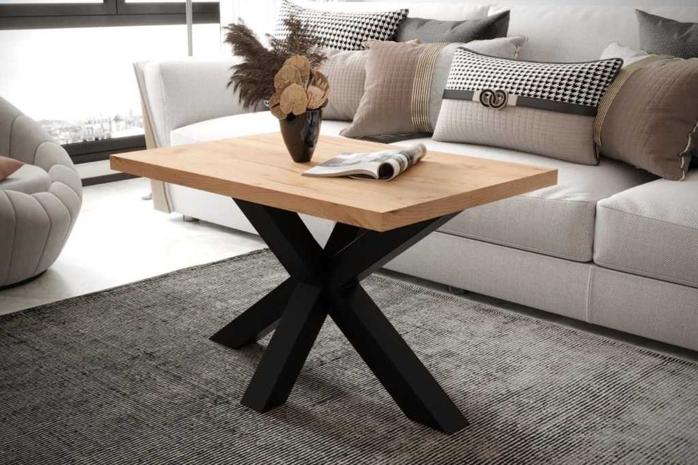 Stolik kawowy ława Loft PAJĄK 90/60 Halifax Hikora Marmur Wotan Craft