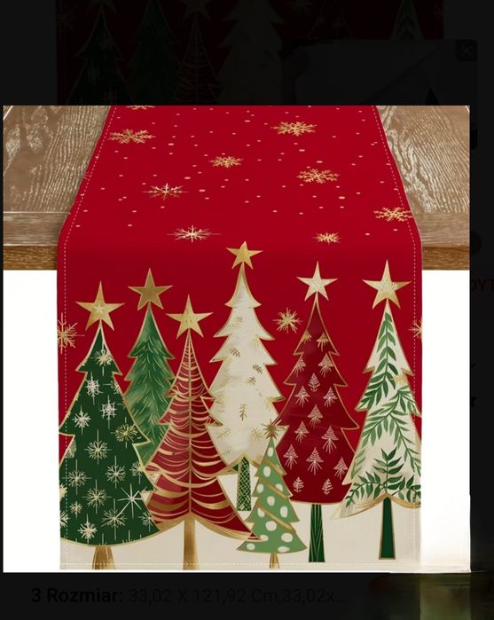 33x 182 cm Bieżnik Obrus świąteczny choinki