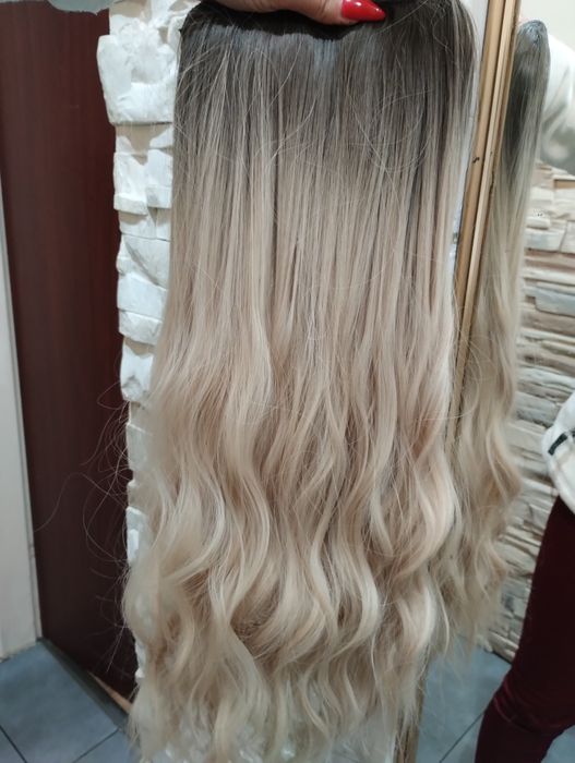 Włosy clip in ombre blond 1 gęsta taśma 63cm długie