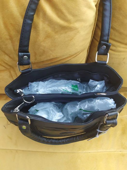 f4 Vera Pelle torebka 5541 skóra łatki czarna