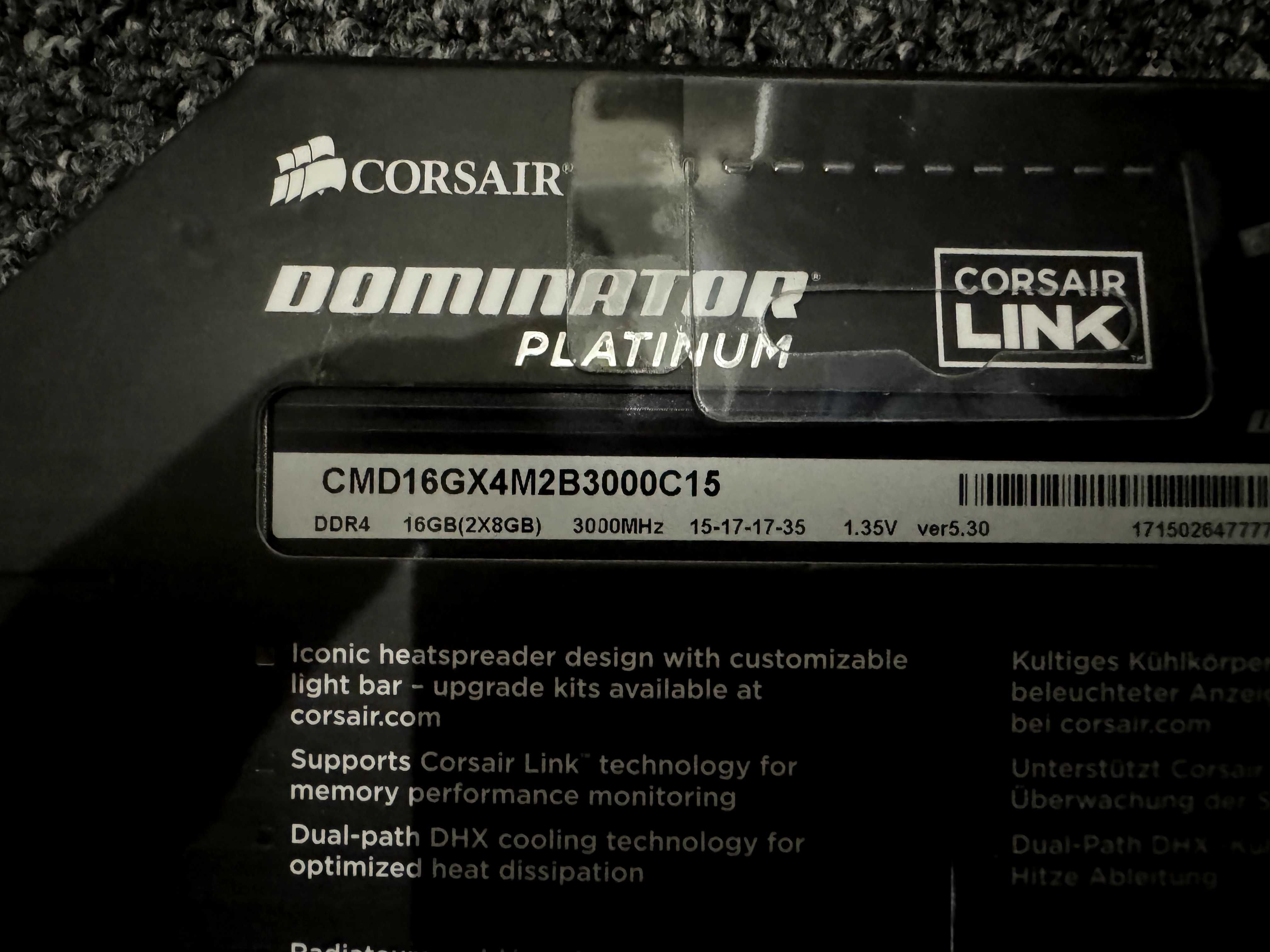 Ram Corsair dominator 16gb, 3000Mhz, DDR4