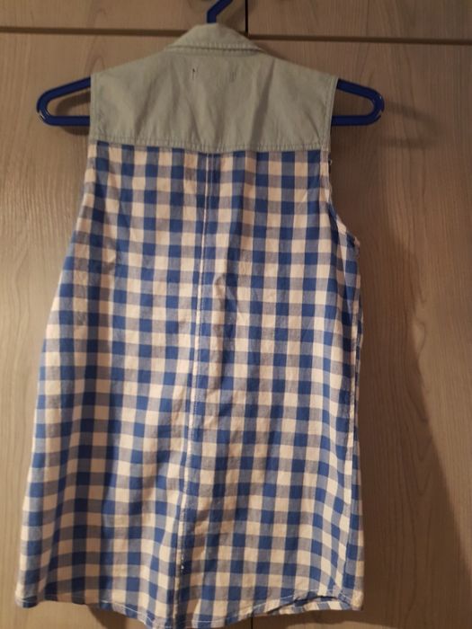 koszula damska bez rękawów w kratę XS