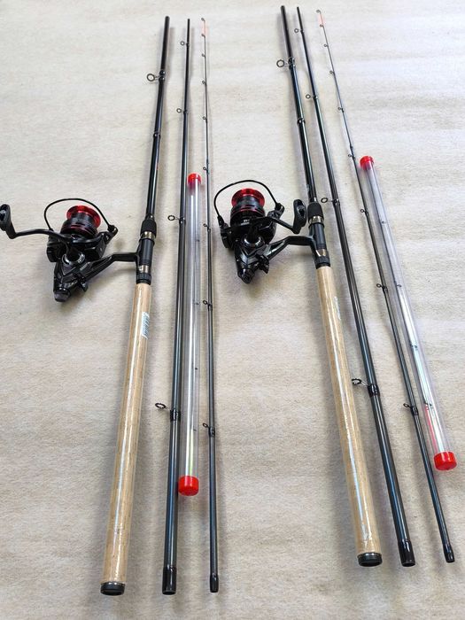 Zestaw 2x wędka feeder 360 master+ 2x kołowrotek wolny bieg+żyłka 500m