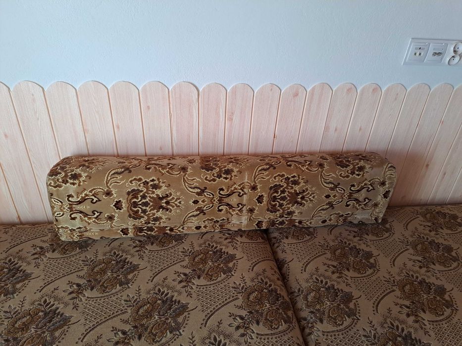 Oparcie łóżka siedziska zagłówek 123x28x18cm tapicerka w kwiaty PRL