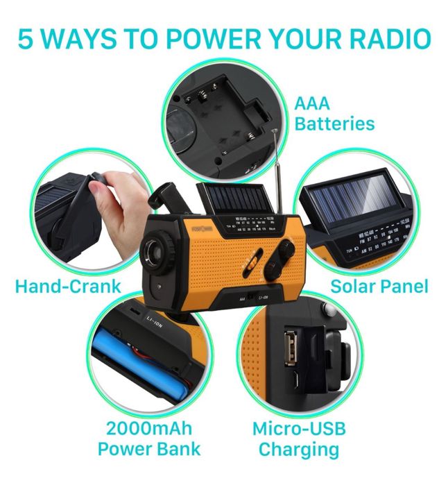 FosPower радіоприймач модель А1 2000 mAh павербанк, ліхтар.