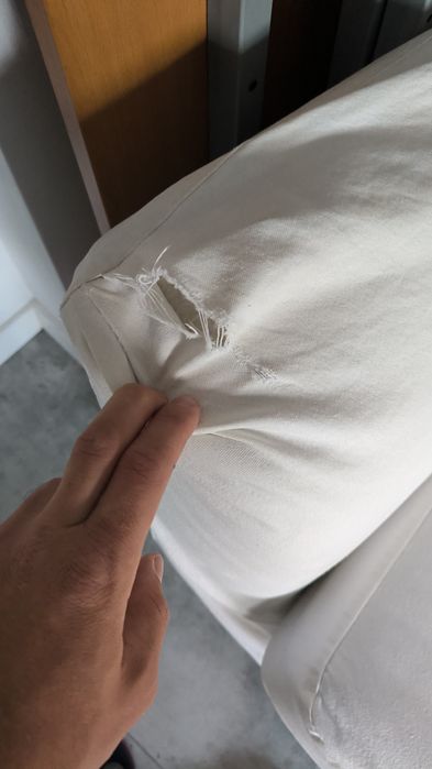 Kanapa IKEA biała / musztardowy 3 osobowa