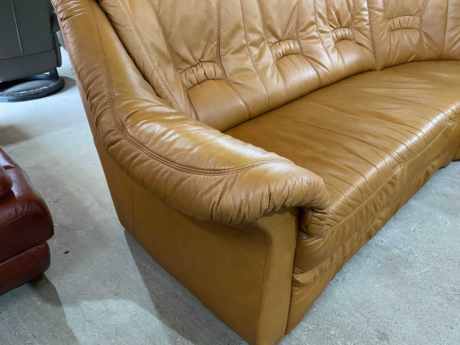 Шкіряний кутовий розкладний диван з натуральноі шкіри