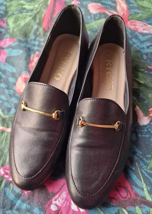 RYŁKO skórzane mokasyny z ozdobną sprzączką 100% skóra naturalna nowe