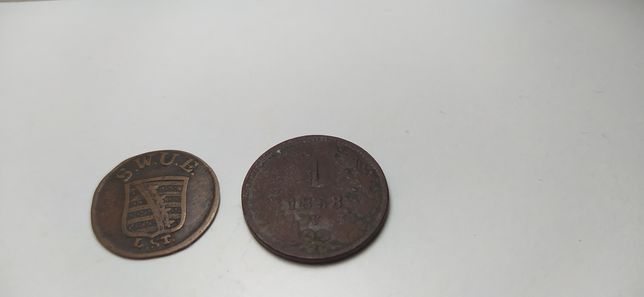 Stare monety Saksonia 1 haller 1790, 1 krajcar 1858
