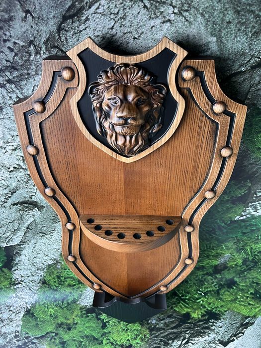 Підставка, подставка для шампурів щит з дерева, Лев