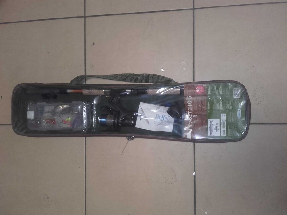 zestaw wędkarski plus siatka na narybek gratis spiningowy nowy, spinni