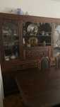 Conjunto Antigo de Sala: Mesa e cadeiras + Cristaleira Madeira Maciça
