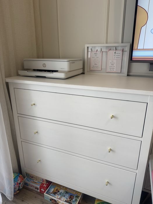 Komoda HEMNES IKEA 3 szuflady biala bejca 108x96