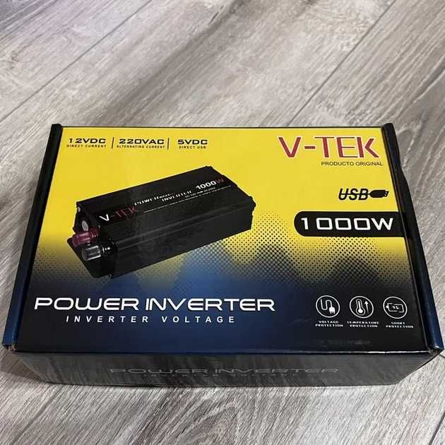 Преобразователь напряжения V-TEK PowerMaxx-1000W, инвертор 12/220В