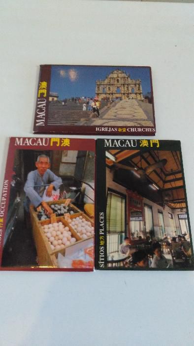 Postais de Macau 3 carteiras Profissões/Igrejas/sitios 10 unid.cada