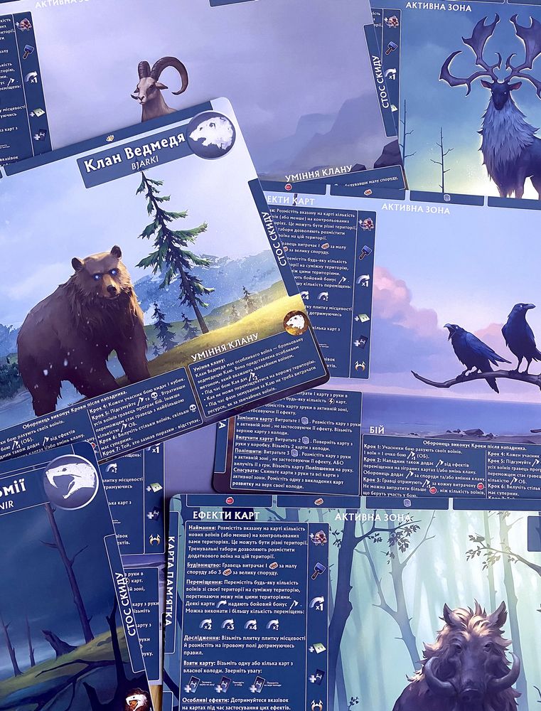 Настільна гра Northgard: Незвідані землі - планшети кланів 7 шт.