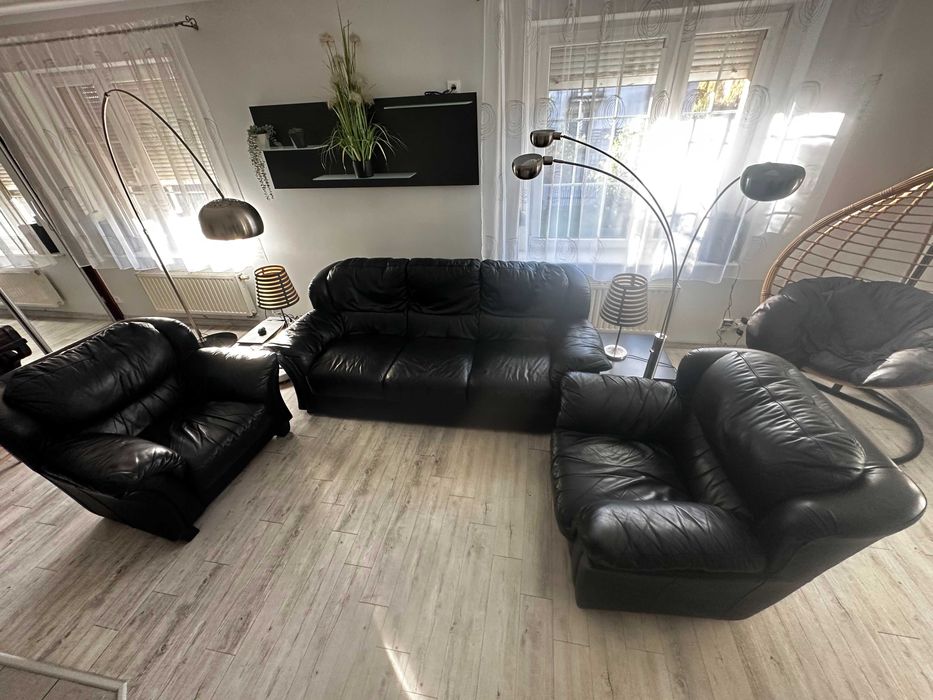 Komplet ze skóry czarny 3x1x1