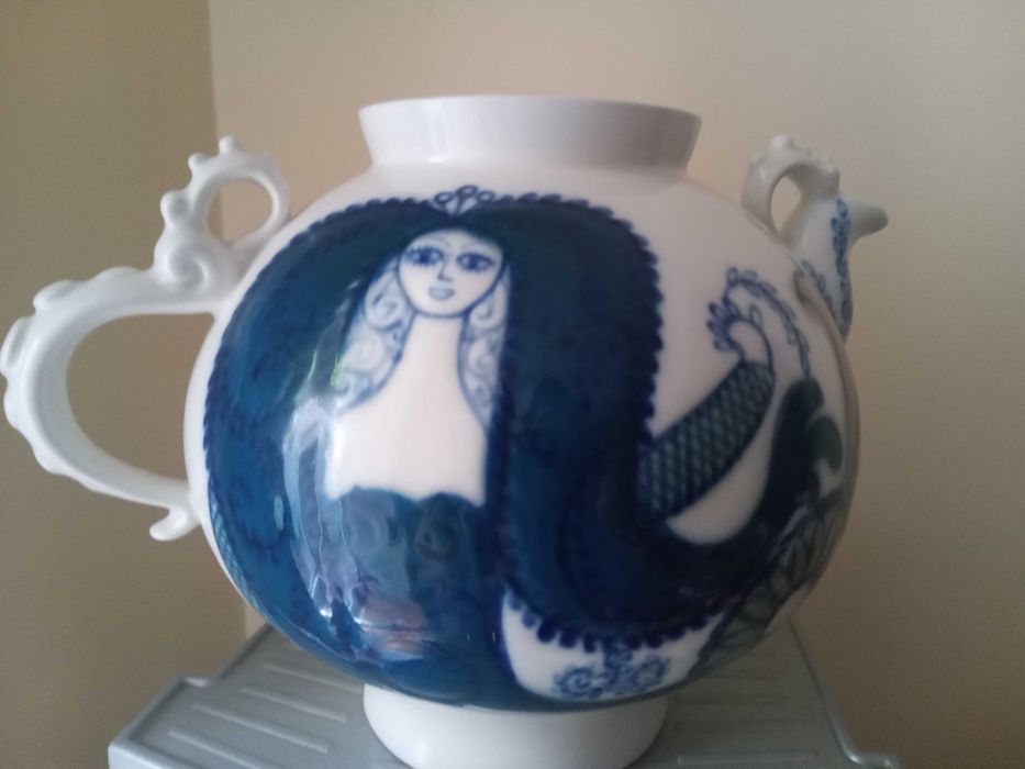 Чайник доливний, фарфор Лісова пісня  Коростень кобальт