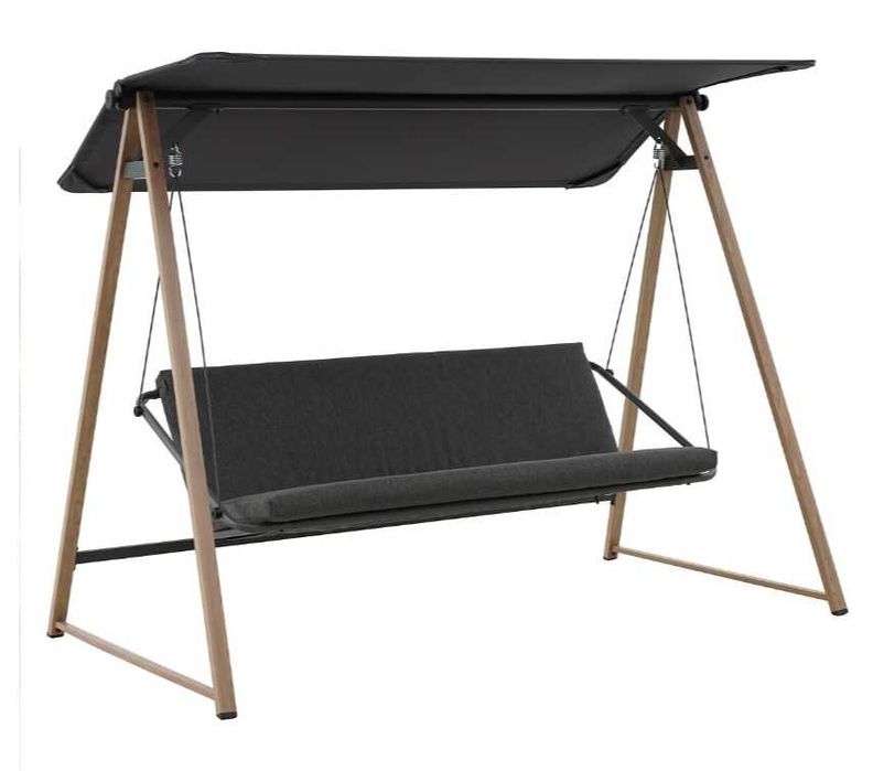 Huśtawka ogrodowa drewnopodobna Duża 220x135x173cm daszek bujana