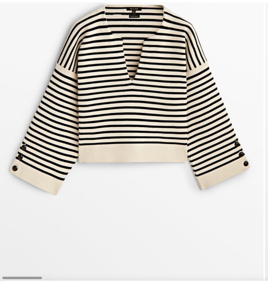 Sweter Massimo Dutti  paski z ozdobnymi guzikami