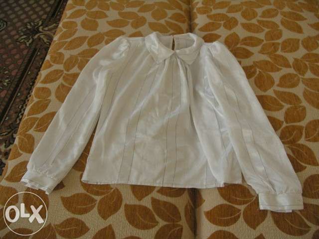 Biała bluzka bluzeczka paski kołnierzyk M 38 długi rękaw